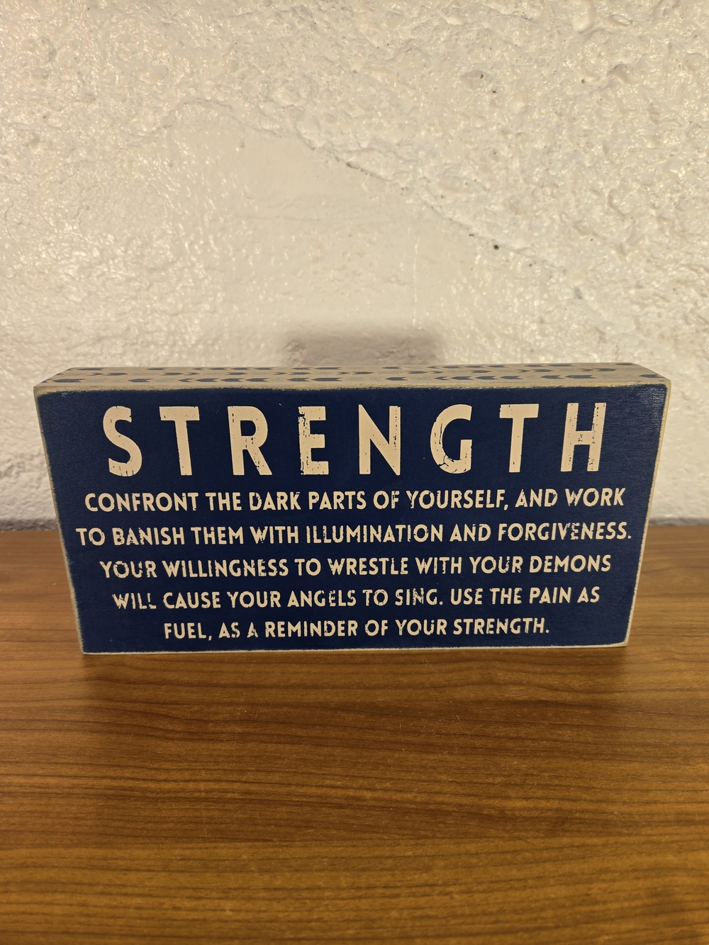 STRENGTH Inspirational Box Sign Wood Block Quote Home Office Decor 9.5" x 4.5"